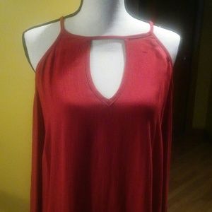 Mossimo red shoulderless long sleeve top.